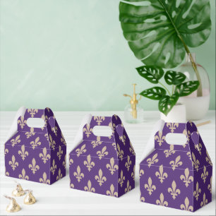 Fleur de Lis Pattern, Royal French Cream on Purple Favour Box