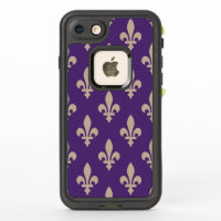 Fleur de Lis Pattern, Royal French Cream on Purple