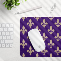 Fleur de Lis Pattern, Royal French Cream on Purple
