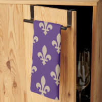 Fleur de Lis Pattern, Royal French Cream on Purple