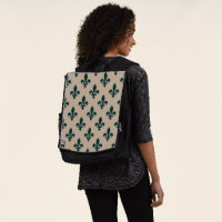 Fleur de Lis Pattern, Royal French Green on Cream