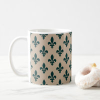 Fleur de Lis Pattern, Royal French Green on Cream