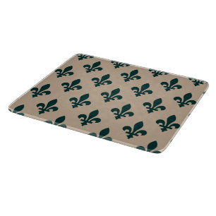 Fleur de Lis Pattern, Royal French Green on Cream Cutting Board
