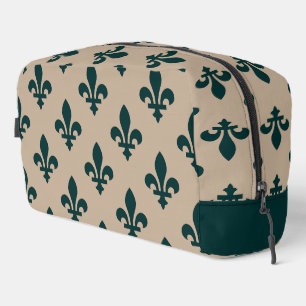 Fleur de Lis Pattern, Royal French Green on Cream Dopp Kit