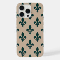 Fleur de Lis Pattern, Royal French Green on Cream