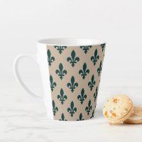 Fleur de Lis Pattern, Royal French Green on Cream