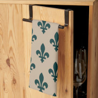Fleur de Lis Pattern, Royal French Green on Cream