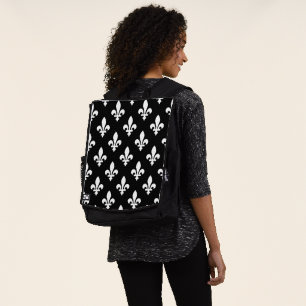 Fleur de Lis Pattern, Royal French, White on Black Backpack