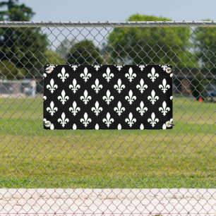 Fleur de Lis Pattern, Royal French, White on Black Banner