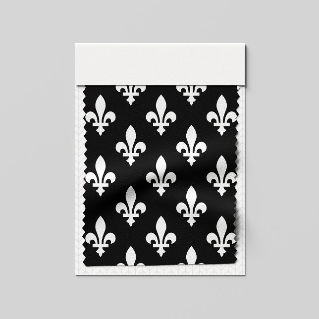 Fleur de Lis Pattern, Royal French, White on Black Fabric (Creator Uploaded)