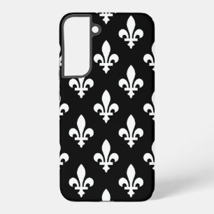 Fleur de Lis Pattern, Royal French, White on Black Samsung Galaxy Case