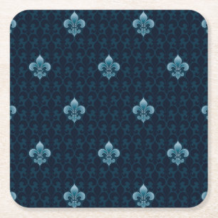 Fleur De Lis Pattern Square Paper Coaster