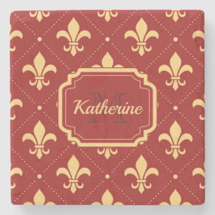Fleur-de-lis Pattern Stone Coaster