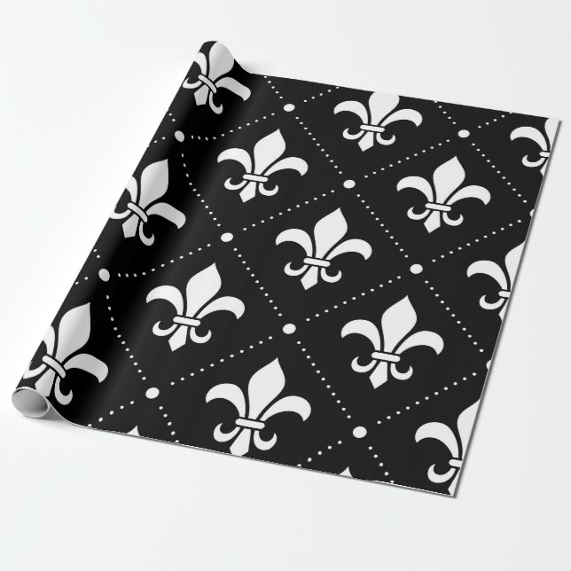 Fleur De Lis Pattern Wrapping Paper (Unrolled)