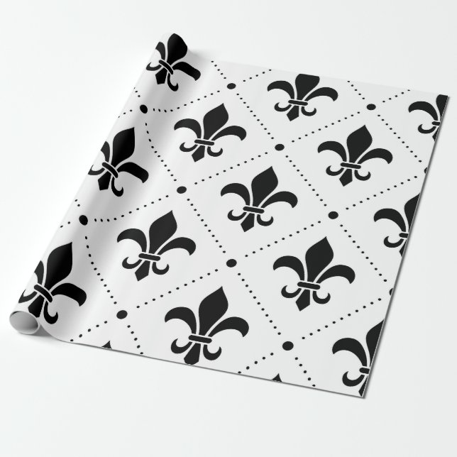 Fleur De Lis Pattern Wrapping Paper (Unrolled)