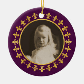 Fleur-de-lis Photo Frame Ceramic Tree Decoration