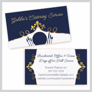 fleur de lis plate setting chef catering business card