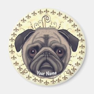 Fleur De Lis Pug Magnet
