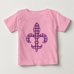 Fleur de lis Purple Gingham infant t-shirt