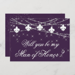 Fleur de Lis Purple Lights   Be My Bridesmaid Ask