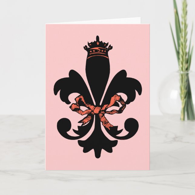 Fleur de lis Queen with bow Card (Front)