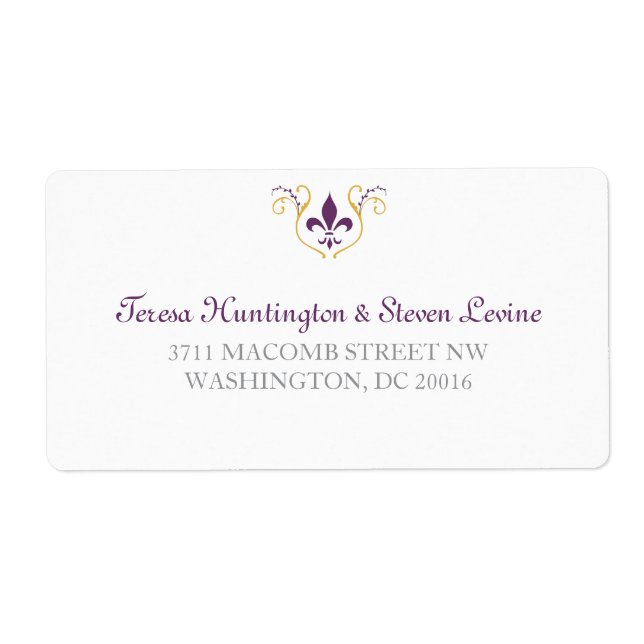 Fleur de Lis Reply Envelope Label (Front)