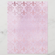 Fleur de Lis Rose Gold Scrapbook Paper