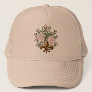 Fleur De Lis Rose Trucker Hat