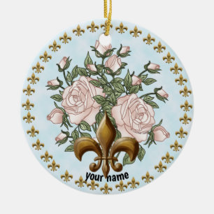 Fleur De Lis Roses  Ornament
