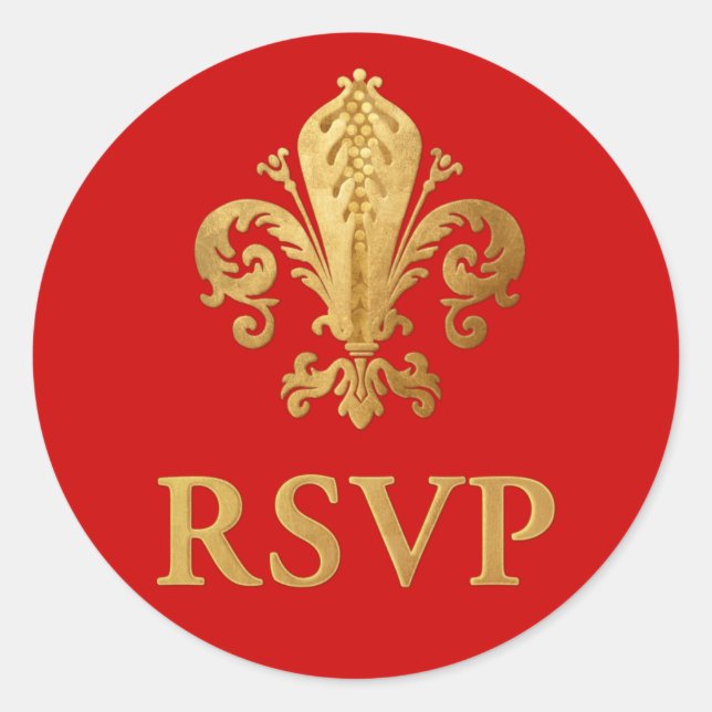 Fleur-de-lis RSVP Classic Round Sticker (Front)