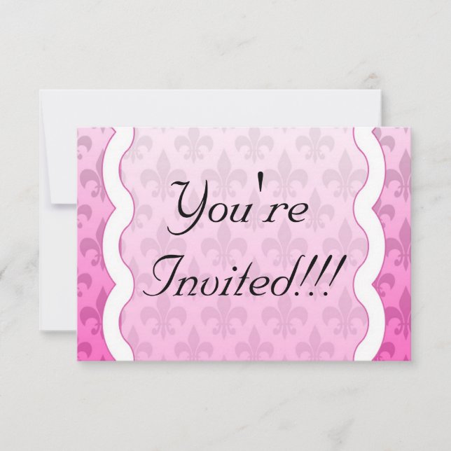 Fleur De Lis RSVP Reminder Card - Pink (Front)