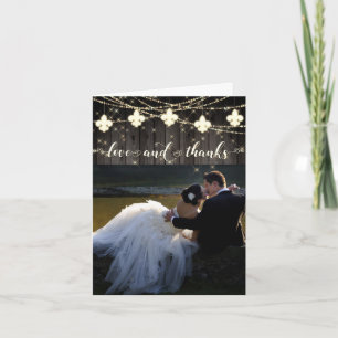 Fleur de Lis Rustic Lights   Photo Love and Thank You Card