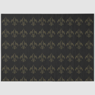 Fleur De Lis Simple Elegant Black and Gold Tissue Paper