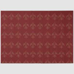 Fleur De Lis Simple Elegant Red and Gold Tissue Paper