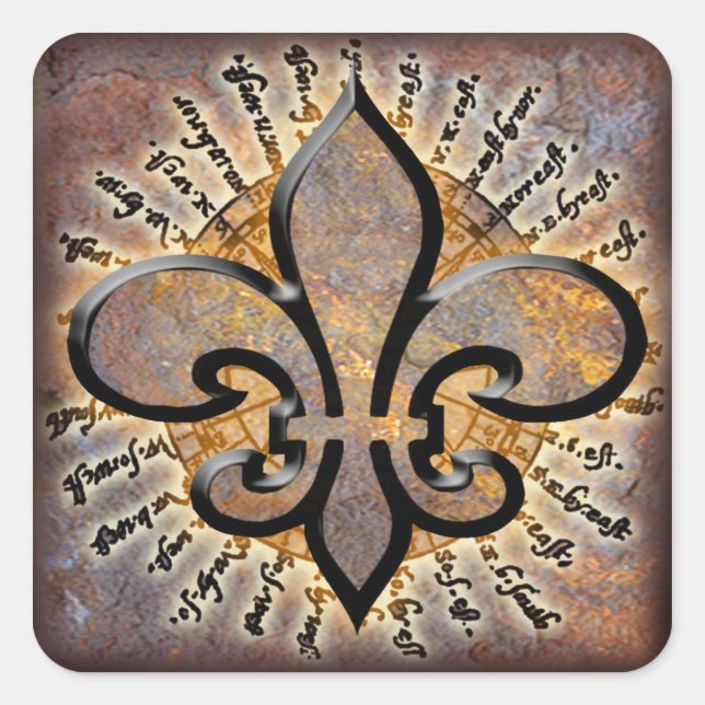 Fleur De Lis Square Sticker (Front)