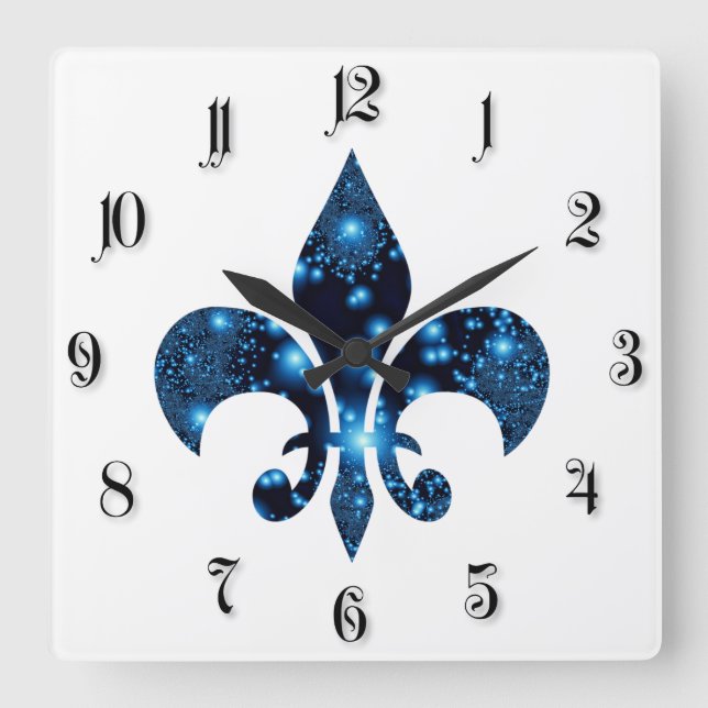 Fleur de Lis Square Wall Clock (Front)