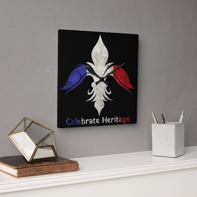Fleur-de-lis Square Wall Clock (Office)