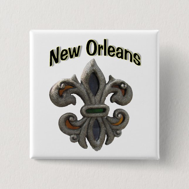 Fleur de lis Stained Glass 15 Cm Square Badge (Front)
