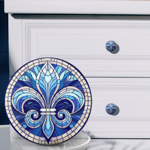 Fleur-de-lis - Stained glass mosaic art Ceramic Knob