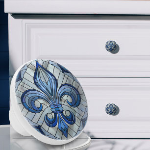 Fleur-de-lis - Stained glass mosaic art Ceramic Knob