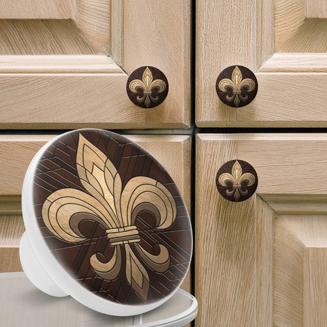 Fleur-de-lis - Stained glass mosaic art Ceramic Knob (Creator Uploaded)