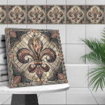 Fleur-de-lis - Stained glass mosaic art Ceramic Tile<br><div class="desc">Fleur-de-lis - Stained glass mosaic art</div>
