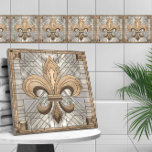 Fleur-de-lis - Stained glass mosaic art Ceramic Tile<br><div class="desc">Fleur-de-lis - Stained glass mosaic art</div>