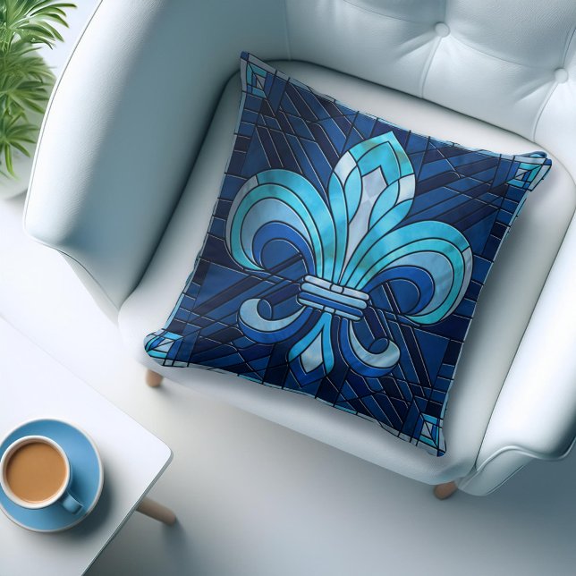 Fleur-de-lis - Stained glass mosaic art Cushion (Creator Uploaded)
