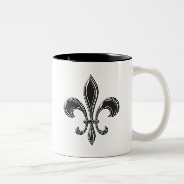 Fleur De Lis - Stripey Two-Tone Coffee Mug (Right)