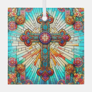 Fleur-de-Lis Suncatcher Stained Glass Design Glass Tree Decoration