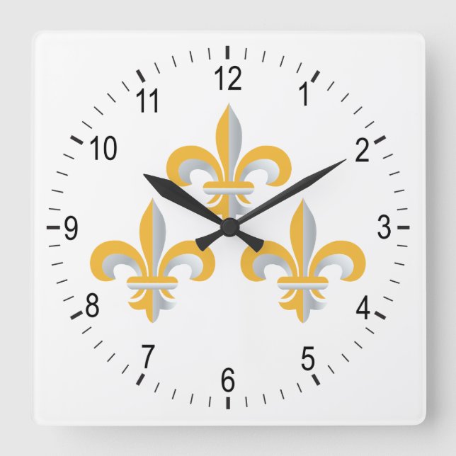 Fleur de Lis symbol Square Wall Clock (Front)