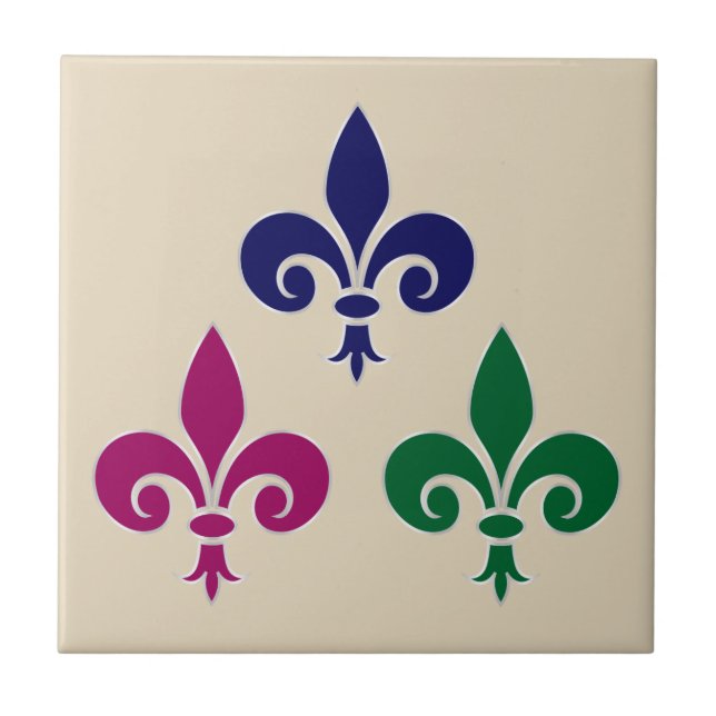 Fleur-de-lis symbols ceramic tile (Front)