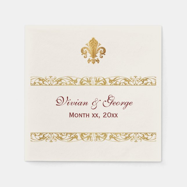 Fleur-de-lis Themed Design Napkin (Front)