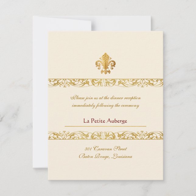 Fleur-de-lis Themed Reception Invitation (Front)